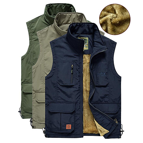 

Men's Hiking Fleece Vest / Gilet Fishing Vest Winter Jacket Top Outdoor Work Vest Casual Lightweight Multi Pockets Windproof Fleece Lining Travel Cargo Safari Photo Vest Wear Resistance Warm Waistcoat