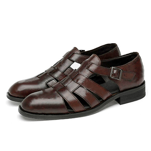 

Men's Sandals Retro Fishermen sandals Vintage Daily Office & Career Walking Shoes Faux Leather Synthetics Breathable Dark Red Black Spring Summer