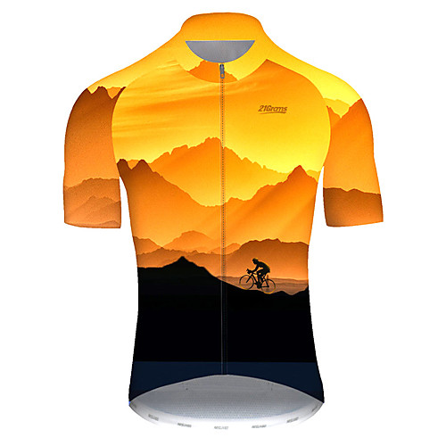 

21Grams Men's Short Sleeve Cycling Jersey Summer Nylon Polyester Black / Orange Blue Yellow Gradient 3D Bike Jersey Top Mountain Bike MTB Road Bike Cycling Ultraviolet Resistant Quick Dry Breathable