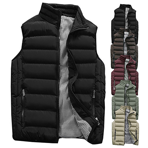 

Men's Sleeveless Running Vest Gilet Sports Puffer Jacket Full Zip Outerwear Coat Top Athletic Athleisure Winter Thermal Warm Waterproof Windproof Fitness Gym Workout Running Active Training Jogging