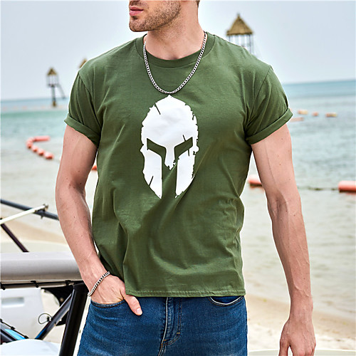 

Men's Tee T shirt Hot Stamping Graphic Plus Size Short Sleeve Gym Tops Cotton Casual Vintage Classic Round Neck Navy Black on white Black on gray