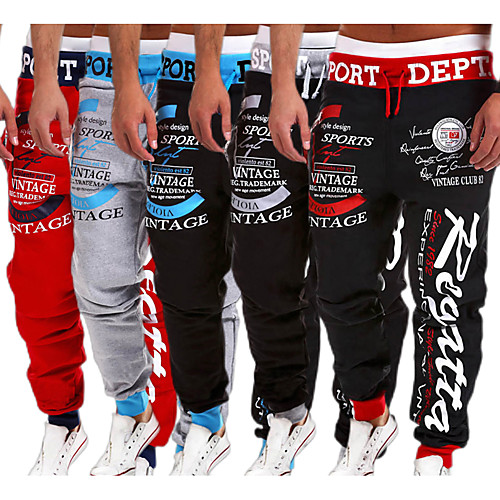 

Men's Sweatpants Joggers Track Pants Street Bottoms Harem Drawstring Cotton Summer Fitness Gym Workout Running Active Training Jogging Breathable Soft Sport Graffiti Black / Red Red Gray BlackWhite