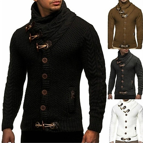 

Men's Unisex Pattern Yarn Dyed Stripes Daily Wear Sweaters Hoodies Sweatshirts Long Sleeve Camel Black Dark Gray / Fall / Winter
