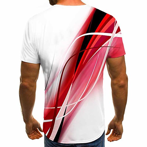 Men's T shirt Shirt 3D Print Graphic Round Neck Daily Going out Print Short Sleeve Tops Streetwear Blue Gray Red