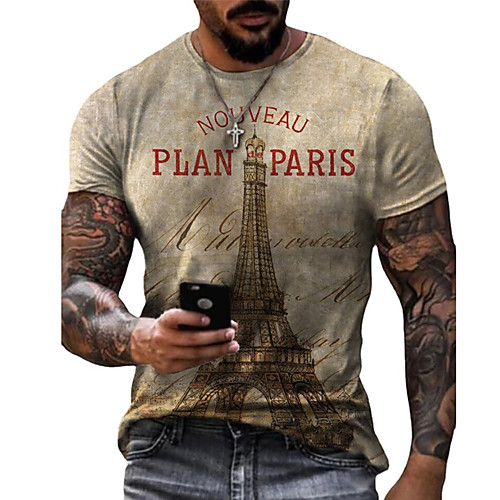 

Men's Tee T shirt Shirt 3D Print Graphic Scenery Gradient Plus Size Short Sleeve Casual Tops Basic Designer Slim Fit Big and Tall Blue Yellow Gray