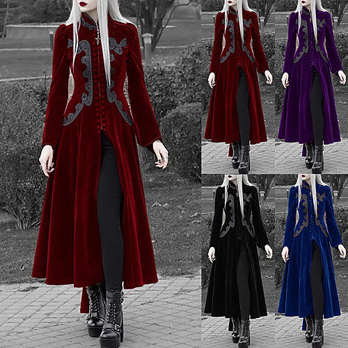 

Punk & Gothic Medieval Renaissance 17th Century Coat Outerwear Women's Costume Purple / Wine / Ink Blue Vintage Cosplay Party Performance Festival