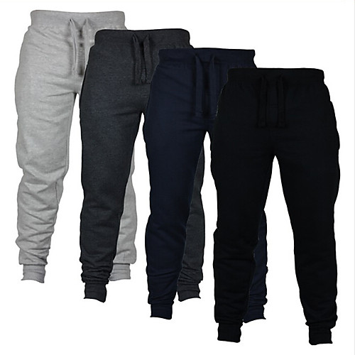 

Men's Sporty Casual Sporty Breathable Soft Pants Chinos Cotton Sports Weekend Pants Solid Color Full Length Drawstring Elastic Waist Light gray Black Dark Gray Navy Blue