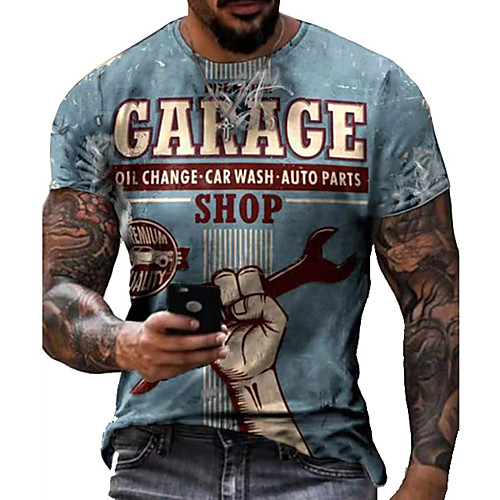 

Men's Tee T shirt 3D Print Graphic Letter Plus Size Short Sleeve Casual Tops Basic Vintage Designer Slim Fit A B C