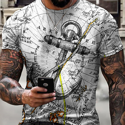 

Men's Tee T shirt Shirt 3D Print Graphic Letter Plus Size Short Sleeve Casual Tops Basic Designer Slim Fit Big and Tall Blue Green Gray