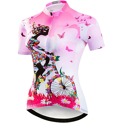 

21Grams Women's Short Sleeve Cycling Jersey Summer Elastane Polyester Purple Red Yellow Floral Botanical Bike Jersey Top Mountain Bike MTB Road Bike Cycling Quick Dry Moisture Wicking Breathable