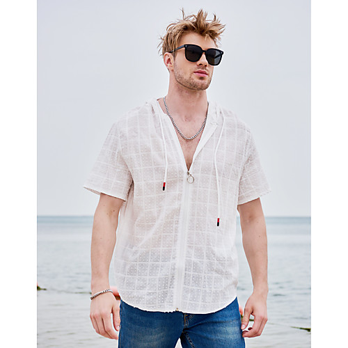 

Men's Shirt non-printing Solid Colored Short Sleeve Daily Tops White Black