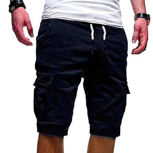 

Men's cargo shorts elastic waist casual shorts for men half trousers Drawstring Waist Knee-Length Pants With Pockets big tall-green-m