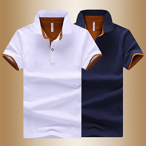 

Men's Golf Shirt Tennis Shirt non-printing Color Block Short Sleeve Casual Tops Cotton Casual Fashion Blue Yellow Gray / Summer