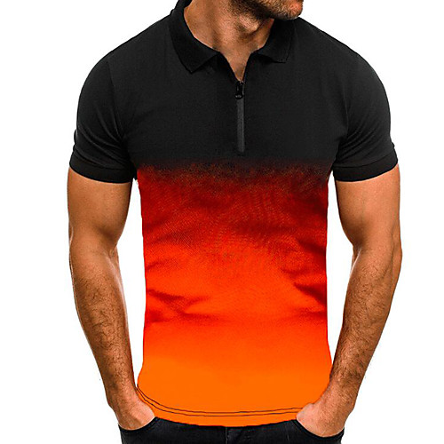 

Men's Golf Shirt Other Prints Gradient Print Short Sleeve Casual Tops Simple Casual White Red Army Green / Summer