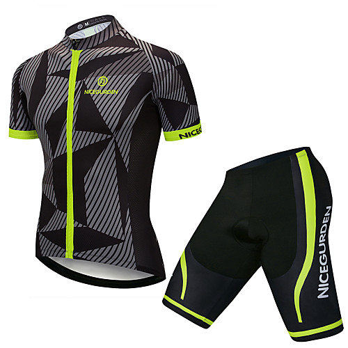 NICEGURDEN Mens Long Sleeve Cycling Jersey Set Padded Pants Mountain Bike Suits Sport Shirts Breathable Slim Clothing 