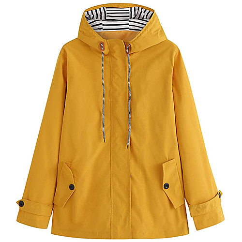 

Women's Hoodie Jacket Waterproof Hiking Jacket Rain Jacket Summer Outdoor Waterproof Windproof Quick Dry Lightweight Raincoat Top Camping / Hiking Hunting Fishing Yellow Black / Breathable