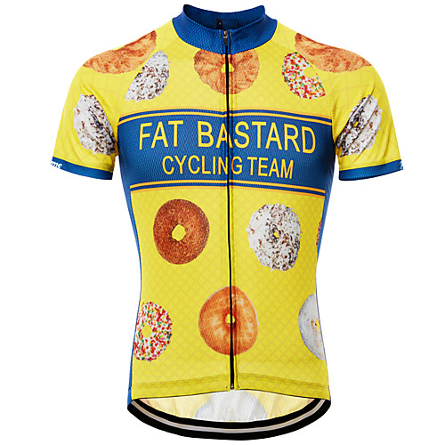 

21Grams Novelty Funny Men's Short Sleeve Cycling Jersey - Blue Yellow Black Bike Jersey Top Quick Dry Breathable Reflective Strips Sports Summer Terylene Mountain Bike MTB Road Bike Cycling Clothing