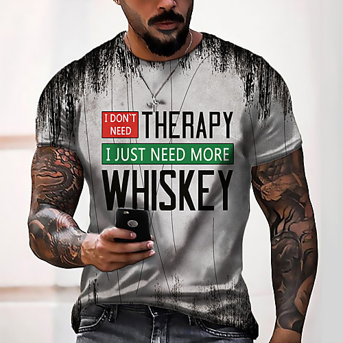 

Men's Tee T shirt Shirt 3D Print Graphic Cross Letter Plus Size Short Sleeve Casual Tops Basic Designer Slim Fit Big and Tall Light gray Dark Gray