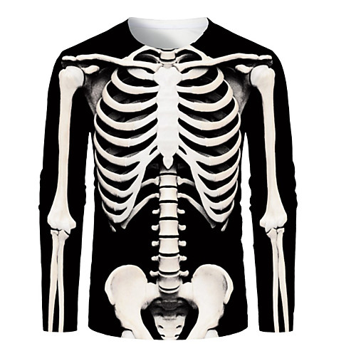 

Men's Unisex Halloween Tee T shirt 3D Print Graphic Skull Plus Size Print Long Sleeve Tops Party Casual Streetwear Round Neck Black