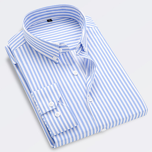 Men's Shirt Striped Collar Classic Collar Daily Work Long Sleeve Tops Formal Casual Slim Fit Blue White Black / Machine wash / Hand wash