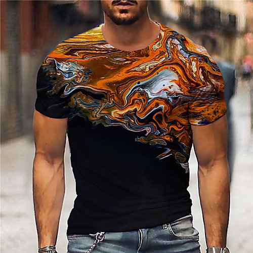 

Men's Unisex Tee T shirt Shirt 3D Print Abstract Graphic Prints Print Short Sleeve Daily Tops Casual Designer Big and Tall Black