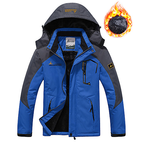 

Men's Ski Jacket Softshell Fleece Jacket Waterproof Rain Jacket Winter Outdoor Thermal Warm Windproof Windbreaker Trench Coat Top Outerwear Skiing Camping Hiking Casual Denim Blue Red Green