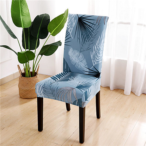 

Stretch Kitchen Chair Cover Slipcover Blue For Dinning Party Hotel Plants Floral Yarn Dyed Polyester Soft Durable Removable Washable