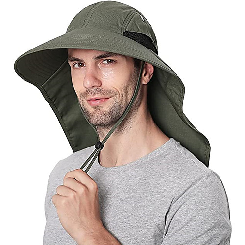 

Adults' Wide Brim Sun Hat Bucket Hat with Neck Face Flap Cover UPF50 UV Protection Summer Mesh Cotton Hat for Fishing Camping & Hiking / Quick Dry