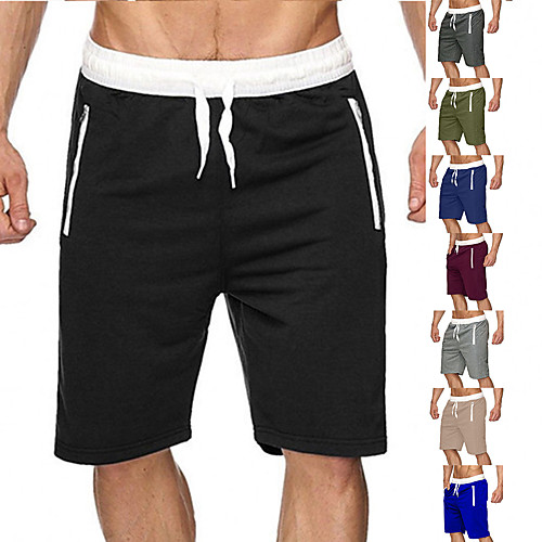 

Men's Running Shorts Bermuda Shorts Zipper Pocket Cotton Casual Bottoms Drawstring Fitness Gym Workout Performance Basketball Running Breathable Soft Sweat Wicking 8 Colors