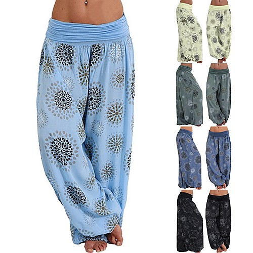 

Women's Yoga Pants Bloomers Quick Dry Moisture Wicking Yellow Green Dusty Blue Zumba Belly Dance Yoga Summer Plus Size Sports Activewear Stretchy Loose