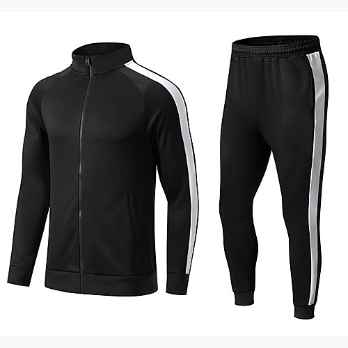 

Men's 2 Piece Tracksuit Sweatsuit Athletic Athleisure Winter Long Sleeve Thermal Warm Breathable Soft Gym Workout Running Jogging Training Exercise Sportswear Color Block Normal Jacket Track