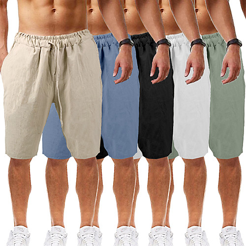 

Men's Yoga Shorts Shorts Drawstring Bottoms Bermuda Shorts Moisture Wicking Quick Dry Breathable Solid Color White Black Blue Casual Yoga Fitness Gym Workout Summer Sports Activewear