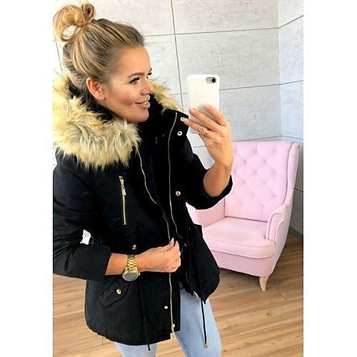 

Women's Padded Street Fall Winter Long Coat Regular Fit Casual Daily Jacket Long Sleeve Solid Colored Zipper Blue Blushing Pink Spring Lined