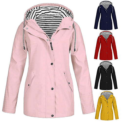 

Women's Hiking Raincoat Waterproof Hiking Jacket Rain Jacket Cotton Outdoor Solid Color Waterproof Windproof Quick Dry Lightweight Windbreaker Coat Parka Full Length Visible Zipper Hunting Fishing