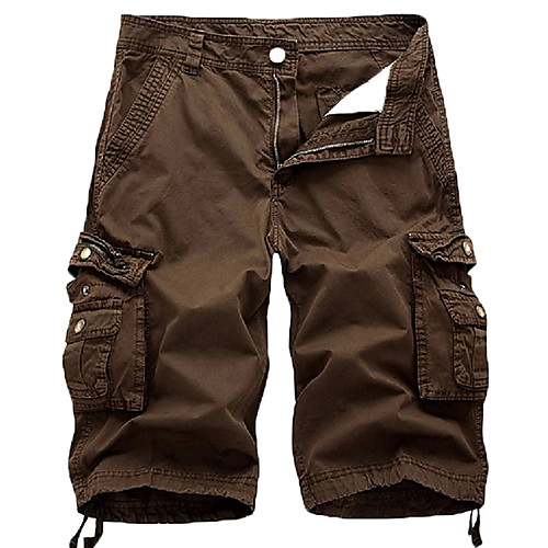 Men's Streetwear Military Chinos Shorts Tactical Cargo Cotton Going out Pants Solid Colored Knee Length Blue Gray Khaki Green Black