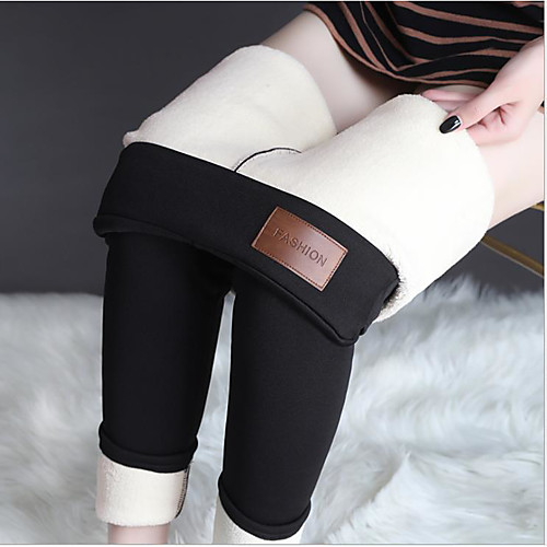 

women warm fleece lined winter pant elastic high waist sweatpants trousers winter leggings(m) gray