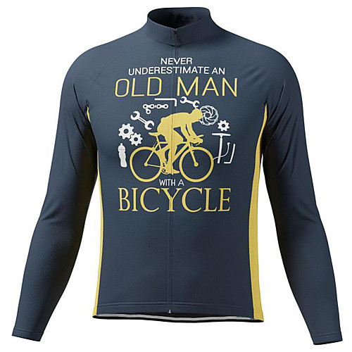 

21Grams Men's Long Sleeve Cycling Jersey Spandex Polyester Green Blue Orange Funny Cool Old Man Top Mountain Bike MTB Road Bike Cycling Breathable Quick Dry Moisture Wicking Sports Clothing Apparel