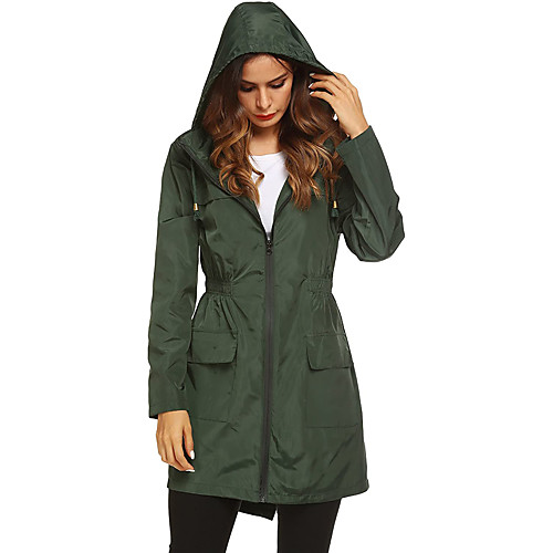 

women raincoat waterproof rain jacket trench coat hooded jacket outdoor windbreaker long coat top water resistant windproof lightweight casual hiking fishing climbing