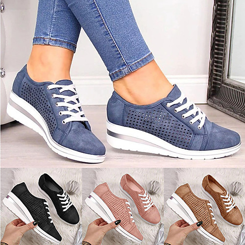

Women's Sneakers Wedge Heel Round Toe Sporty Daily PU Blue Pink Black