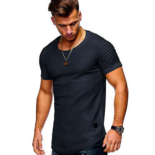 

Men's T shirt Shirt Solid Colored Plus Size Short Sleeve Daily Regular Fit Tops Basic Round Neck Army Green Gray Khaki