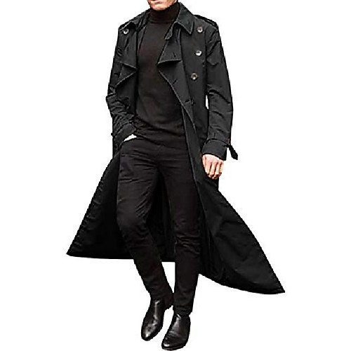 

men's stylish long overcoat trench coat double breasted Daily Work lapel collar full length trench coats