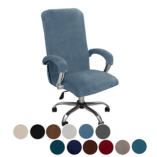

Velvet Computer Office Chair Cover Gaming Chair Stretch Chair Slipcover Plain Solid Color Durable Washable Furniture Protector
