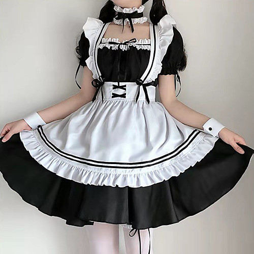 

Inspired by Cosplay Maid Costume Anime Cosplay Costumes Japanese Cosplay Suits Dresses Dress Neckwear Wristlet For Women's