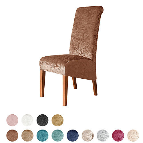 

Velvet Plush Dining Chair Covers, Stretch Chair Cover Black, Spandex High back Chair Protector Covers Seat Slipcover with Elastic Band for Dining Room,Wedding, Ceremony, Banquet
