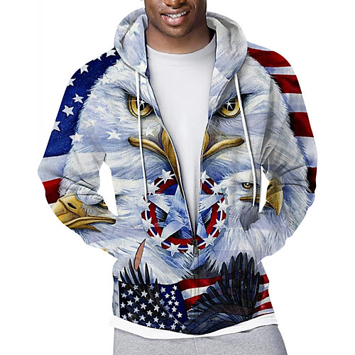 

Men's Zip Up Hoodie Sweatshirt Full Zip Hoodie Graphic National Flag Hooded Sports & Outdoor Casual Daily 3D Print Casual Streetwear Hoodies Sweatshirts Long Sleeve White