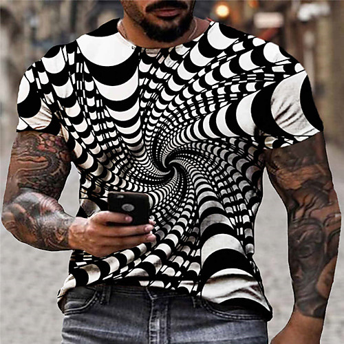 

Men's T shirt Shirt Graphic 3D Plus Size Print Short Sleeve Casual Tops Streetwear Exaggerated Round Neck Blue Purple Blushing Pink / Summer