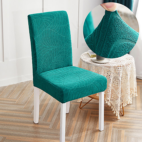

Stretch Kitchen Chair Cover Slipcover Big Leaf Waterproof Jacquard for Dinning Party Green Soft Comfortable Firm Elegant Chairs Covers