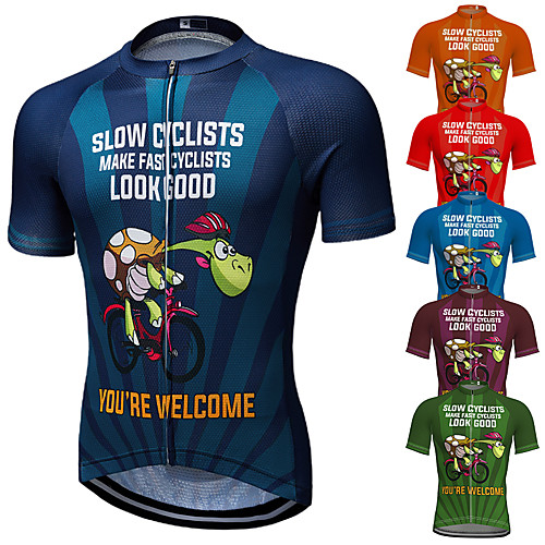 

21Grams Men's Short Sleeve Cycling Jersey Summer Spandex Polyester Dark red Blue Dark Green Funny Sloth Bike Jersey Top Mountain Bike MTB Road Bike Cycling Breathable Quick Dry Moisture Wicking