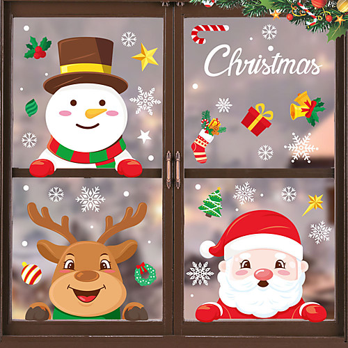 

Christmas Window Stickers Santa Claus Sticker Merry Christmas Decorations for Home Navidad Xmas Ornament Gift New Year
