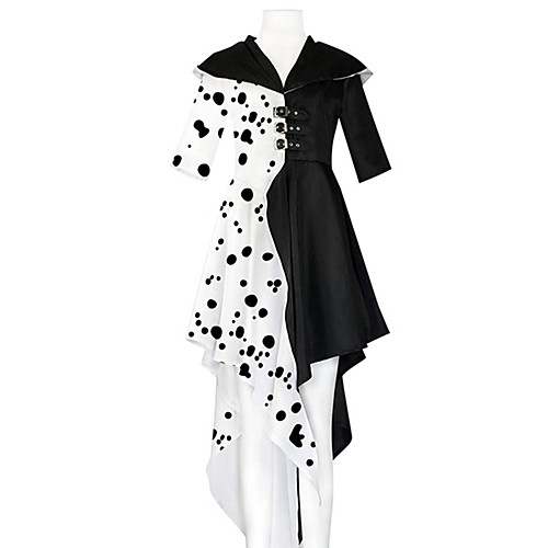 

One Hundred and One Dalmatians Cruella De Vil Outfits Party Costume Women's Movie Cosplay Halloween Black Coat Gloves Halloween Carnival Masquerade Polyester / Cotton